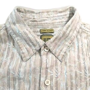 Bruno Italian Linen Camp Shirt Men 3X Hawaiian Bamboo Tiki Beige Striped